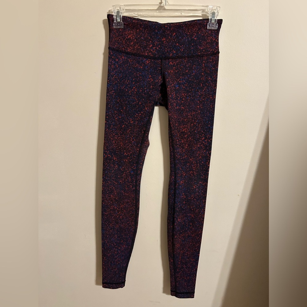 Lululemon Wunder Under Pant III Splatter Prep Red Sapphire Blue